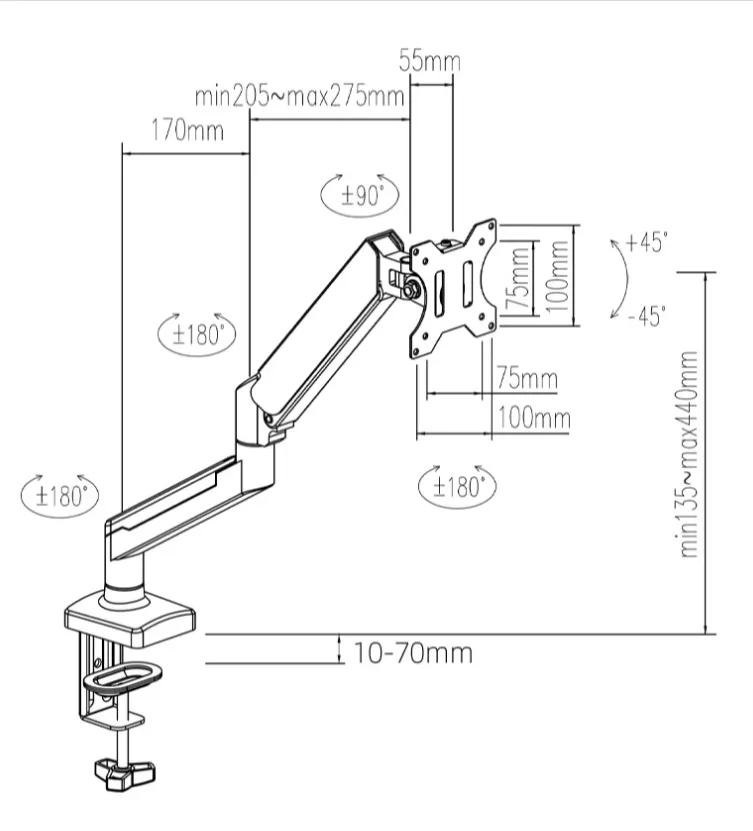 17"-32" Aluminum Heavy Duty Monitor Arm Single Desk Mount Stand