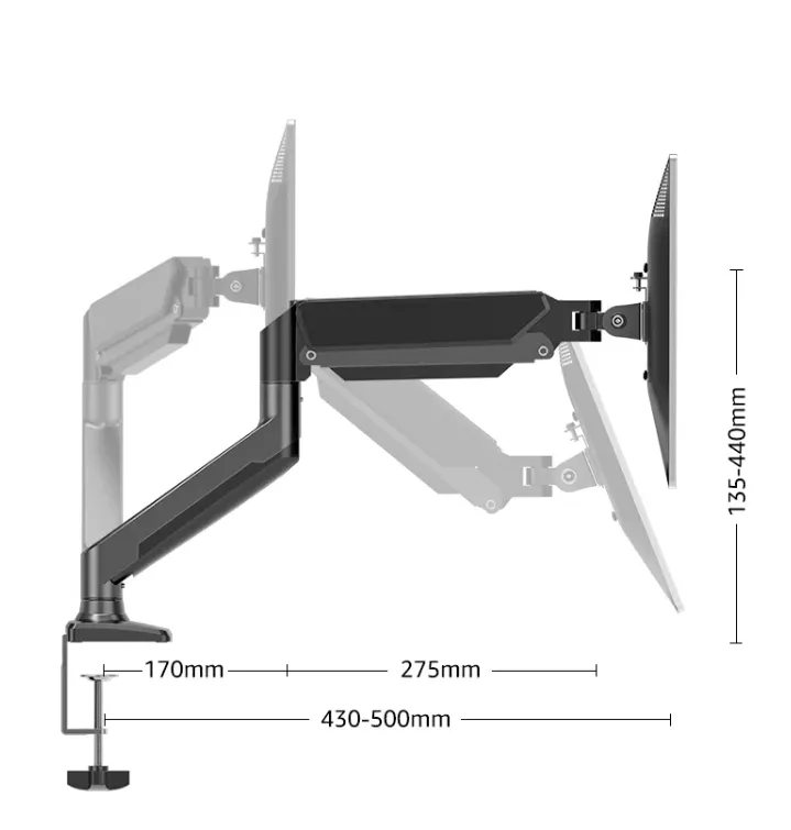 17"-32" Aluminum Heavy Duty Monitor Arm Single Desk Mount Stand