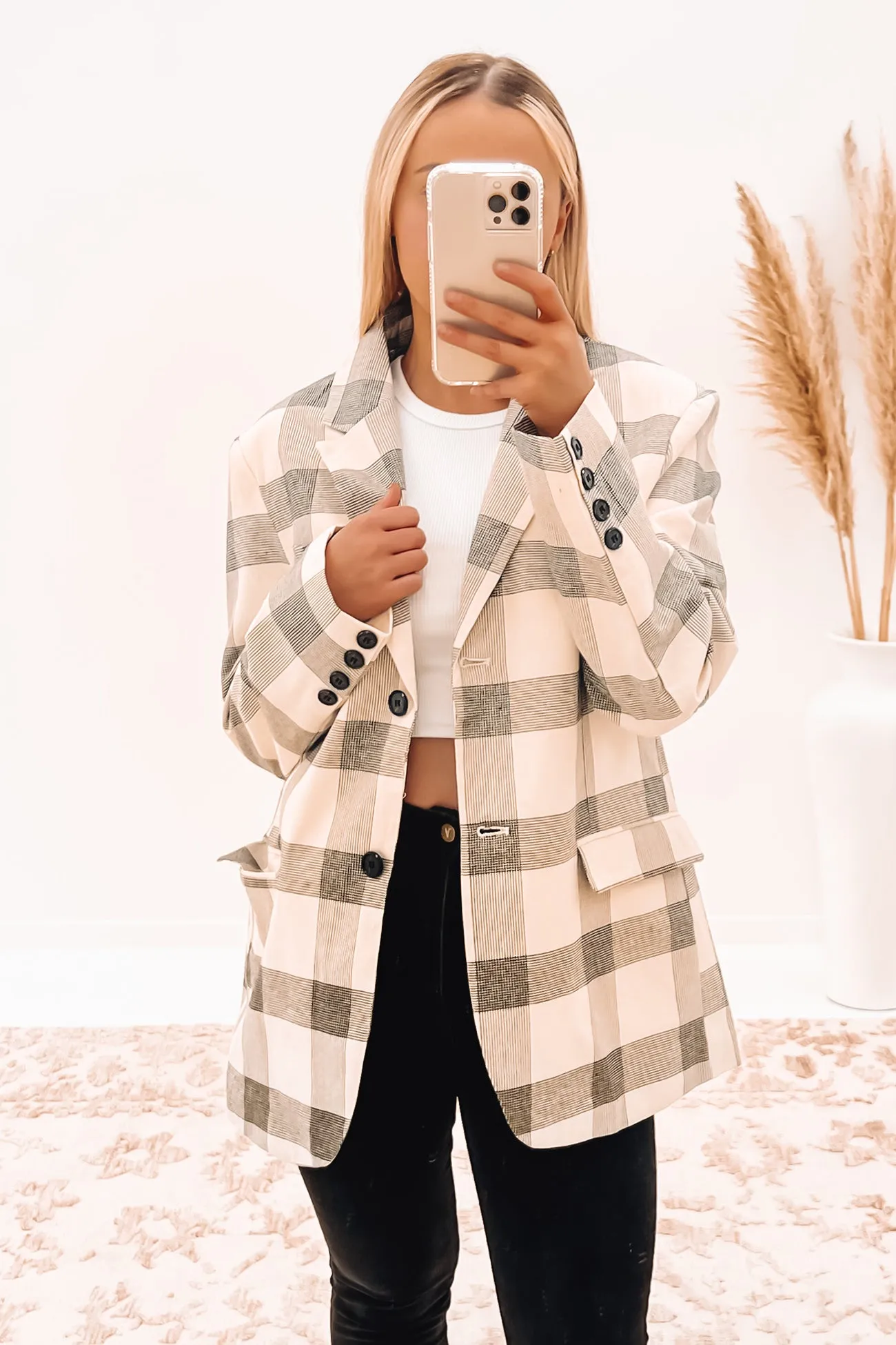 Aleisha Blazer Beige Check