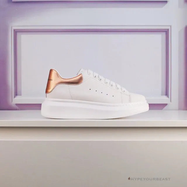 Alexander McQueen White / Rose Gold Heel Sneaker