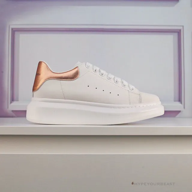 Alexander McQueen White / Rose Gold Heel Sneaker