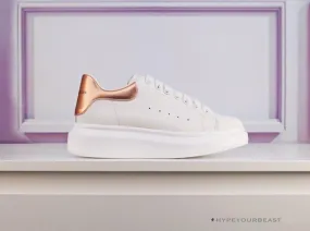 Alexander McQueen White / Rose Gold Heel Sneaker