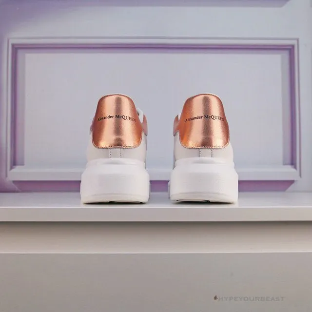 Alexander McQueen White / Rose Gold Heel Sneaker