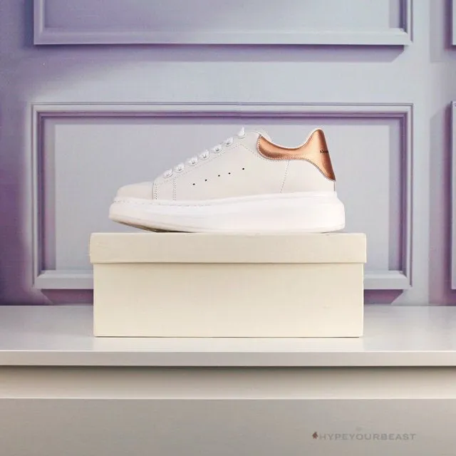 Alexander McQueen White / Rose Gold Heel Sneaker