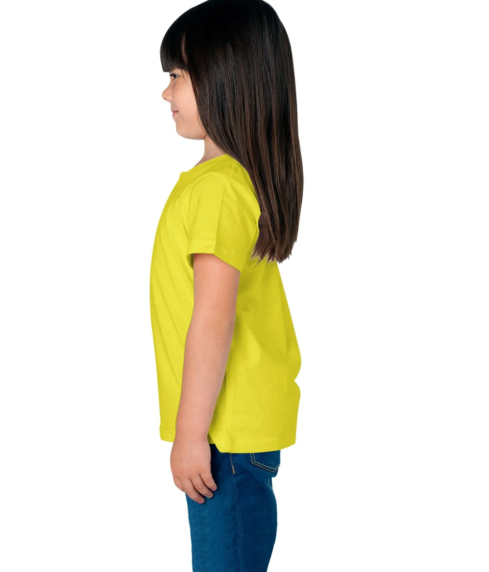 American-Elm Girl's Yellow 100% Cotton Half Sleeve  Round Neck  T-Shirt