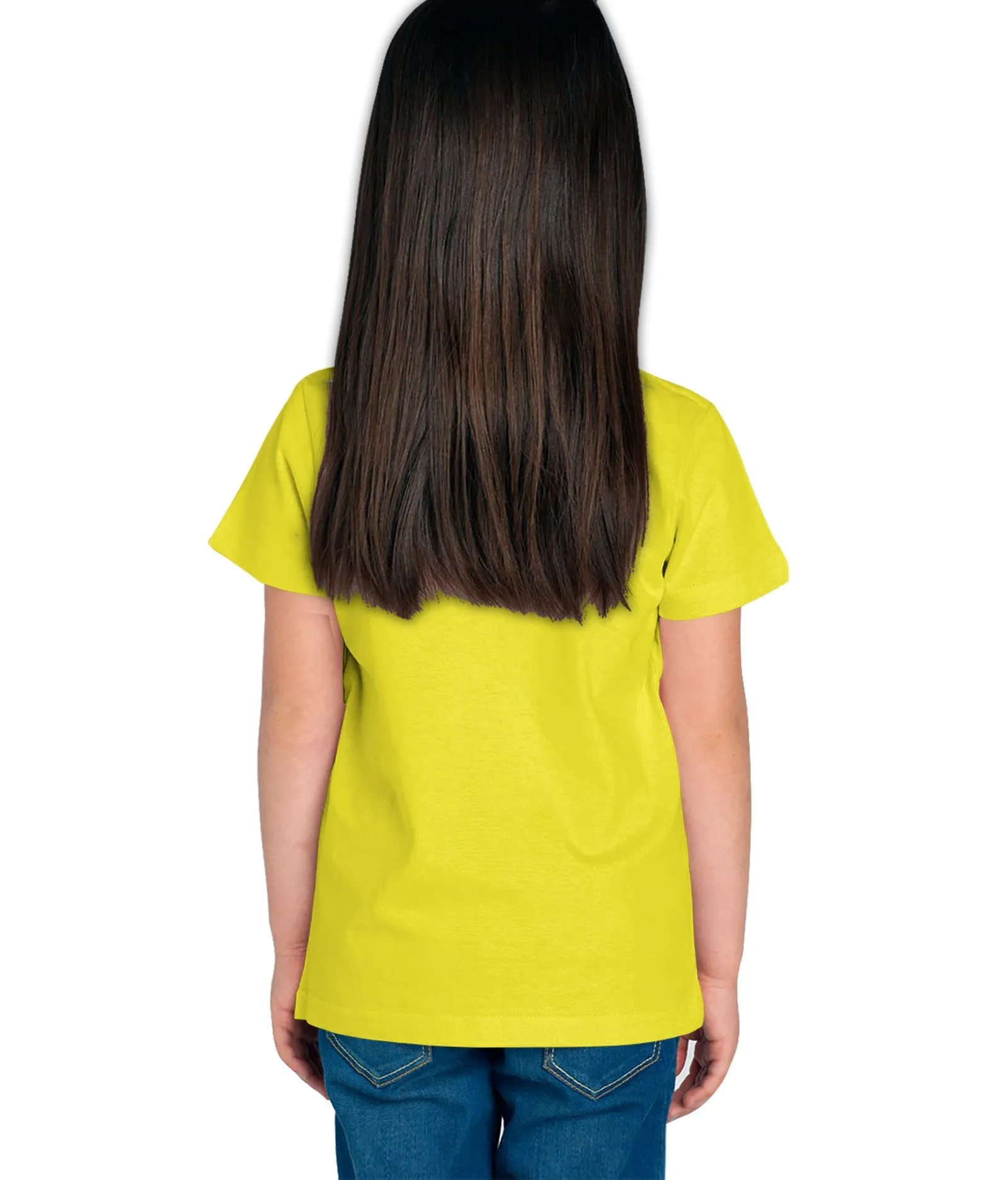 American-Elm Girl's Yellow 100% Cotton Half Sleeve  Round Neck  T-Shirt