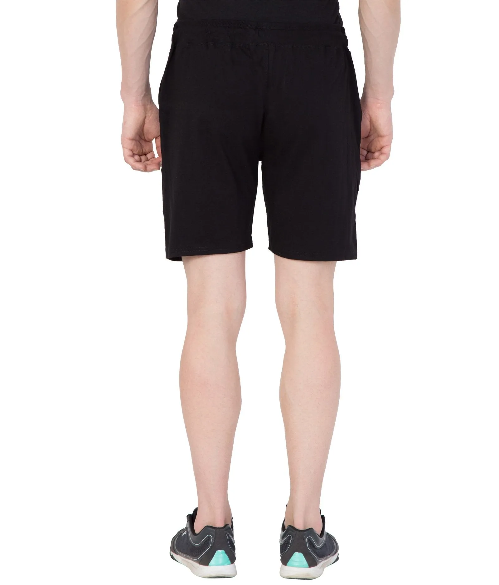 American-Elm Men's Black Cotton Green Barcode Printed Short