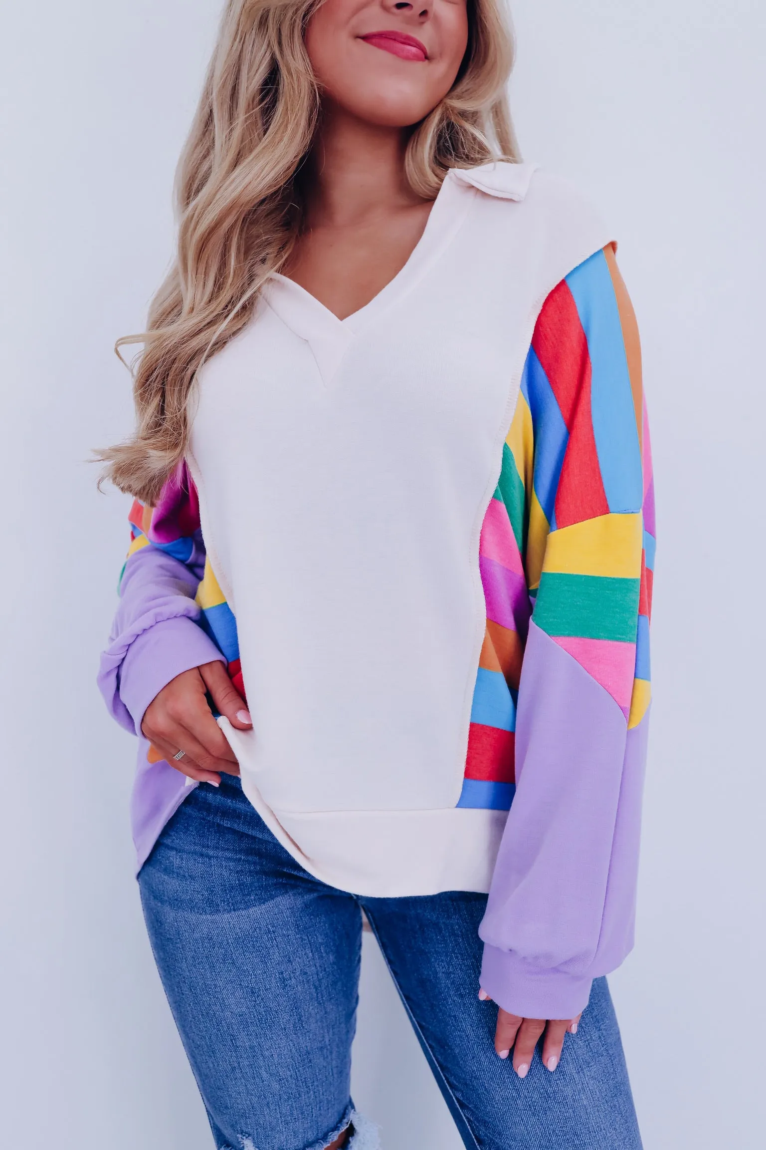 Aviva Color Block Collared Top