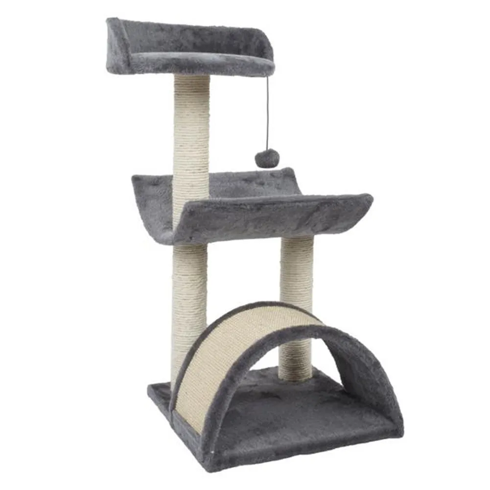 BEESCLOVER Cat Condo Set 28-inch Tree Tower Scratching Post Step Ladder Grey