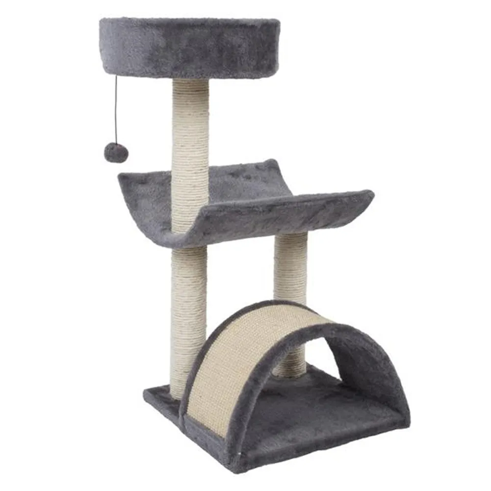 BEESCLOVER Cat Condo Set 28-inch Tree Tower Scratching Post Step Ladder Grey