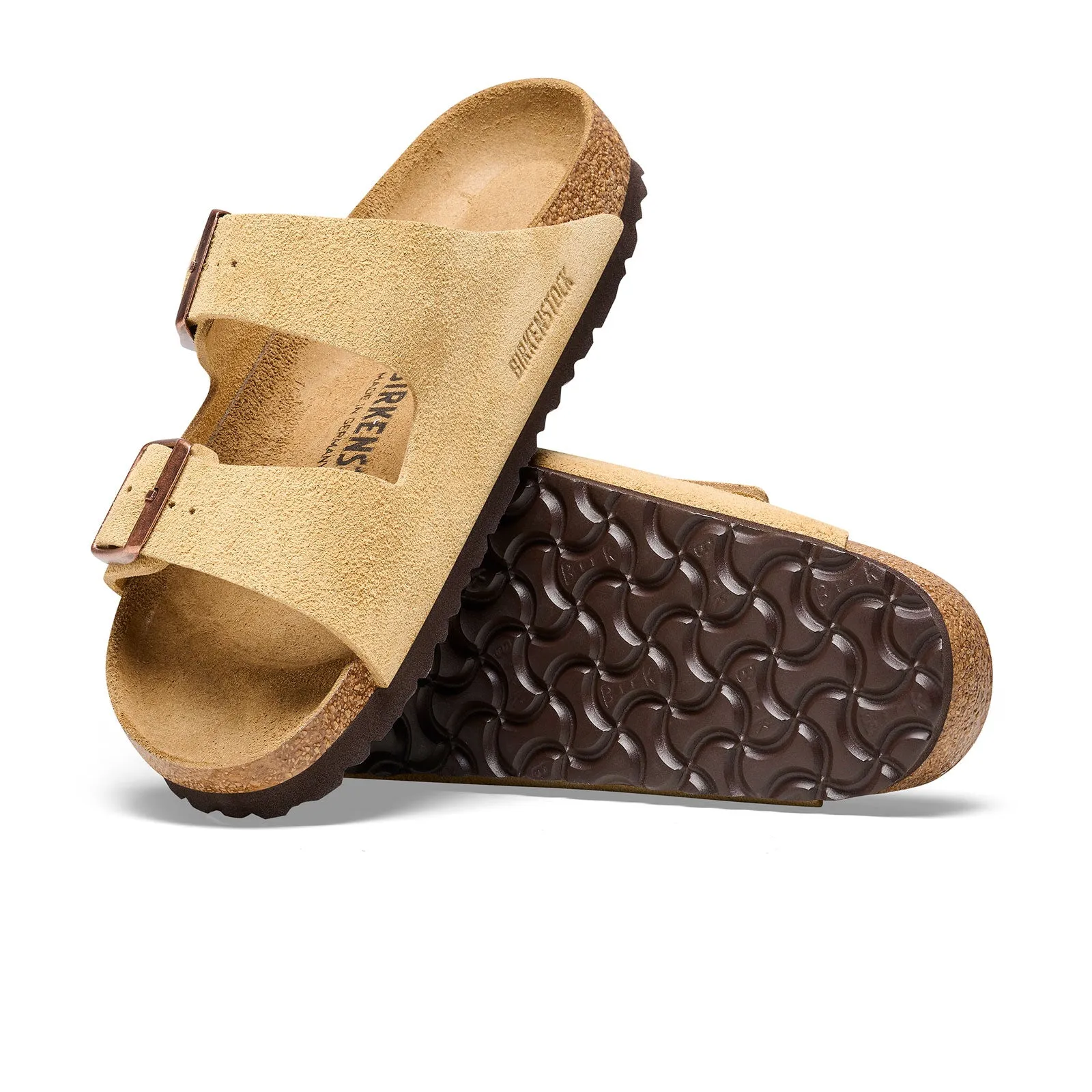 Birkenstock Arizona Slide Sandal (Unisex) - Latte Cream Suede