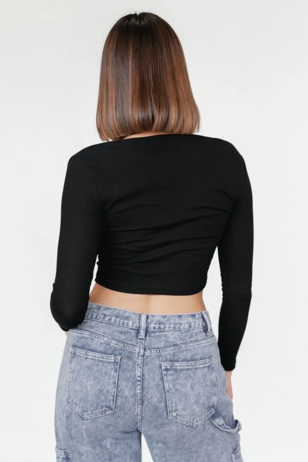 Black Crop Top With Square Neckline