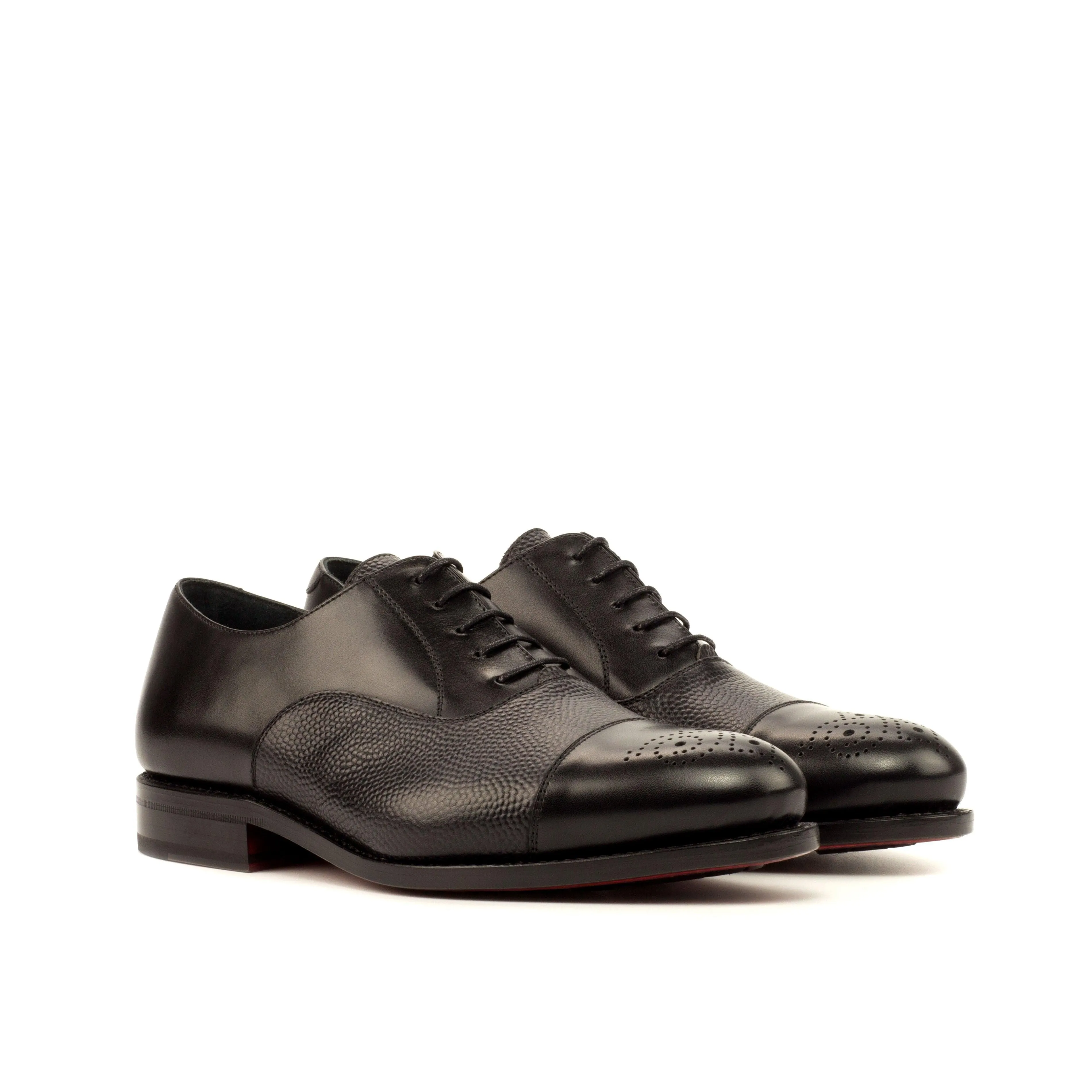 Black Punched Toe Oxford Shoes