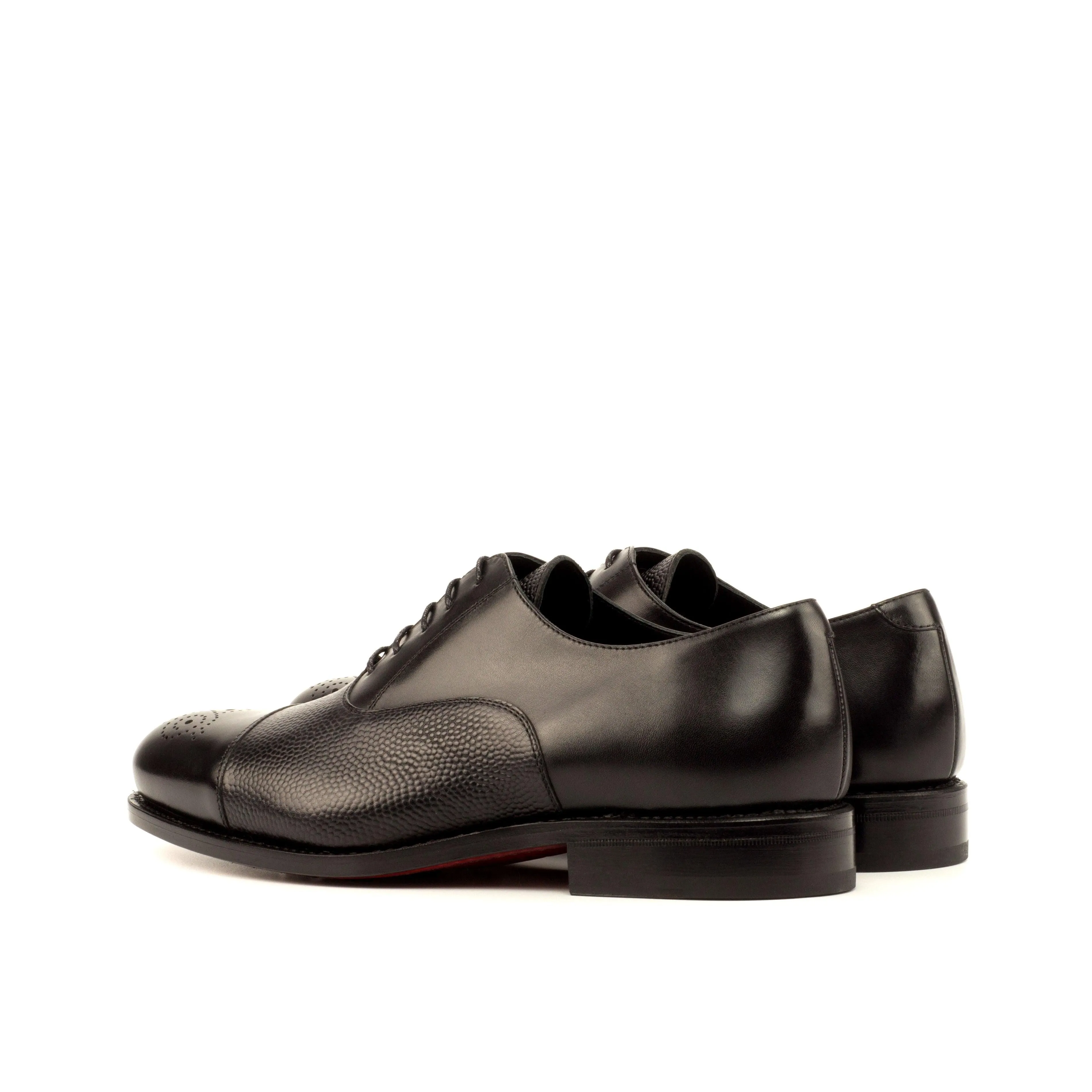 Black Punched Toe Oxford Shoes