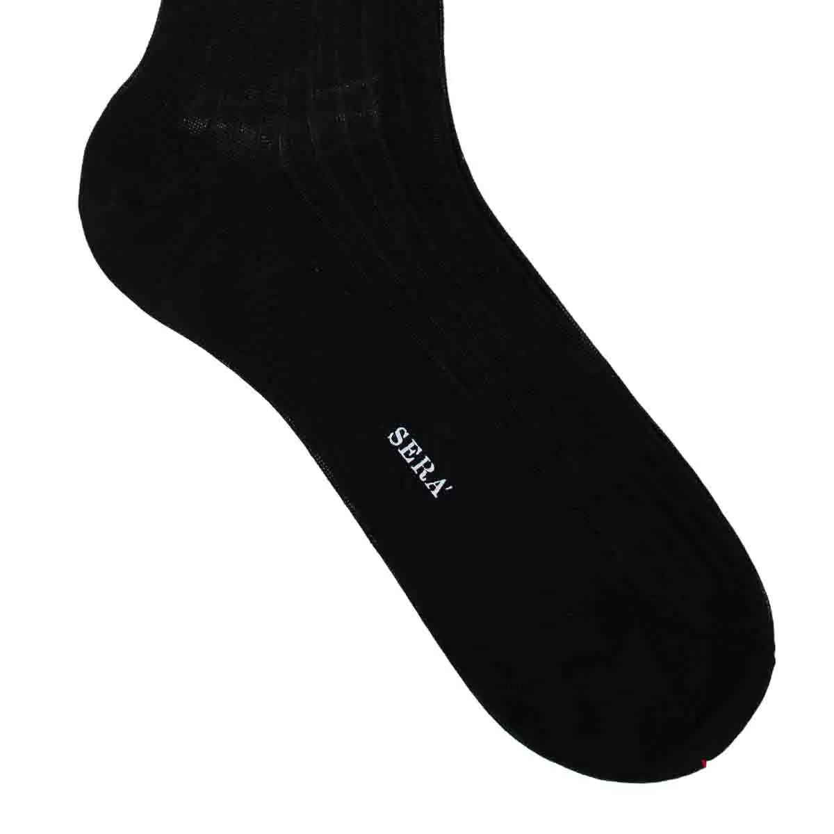 Black Ribbed Cotton Socks