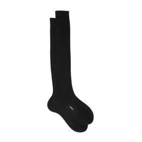 Black Ribbed Cotton Socks