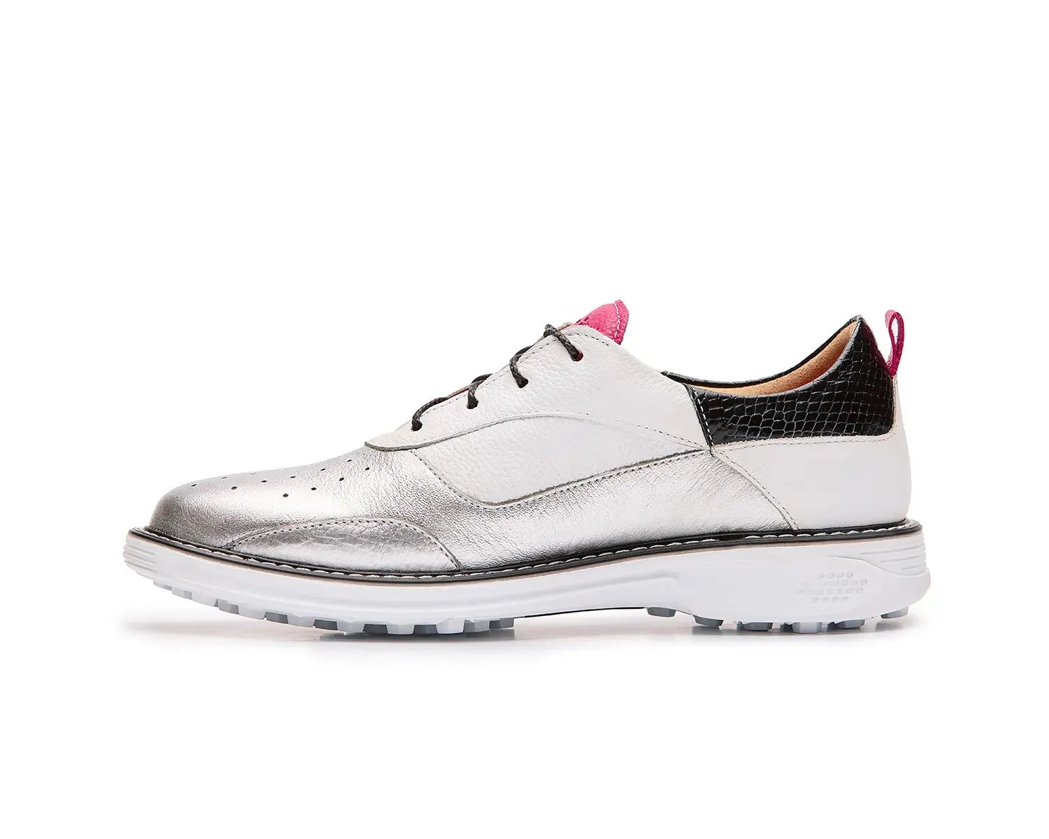 Boxto Golf Women's Inspiration Paris Spikeless Golf Shoes - White/Silver