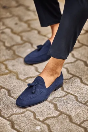 Brabion Levanzo Navy Blue Suede Tassel Loafers