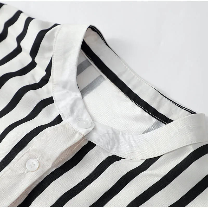 Casual Striped Round Neck Button Front Blouse✈️Buy 2 for free shipping