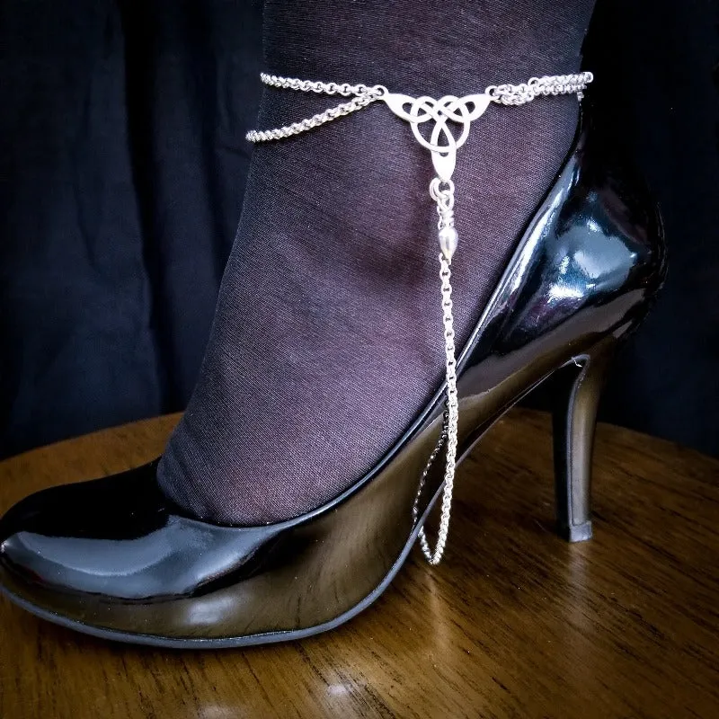 CELTIC DANCE Anklet with and Heel Chain {Locking or Traditonal} Sterling Silver