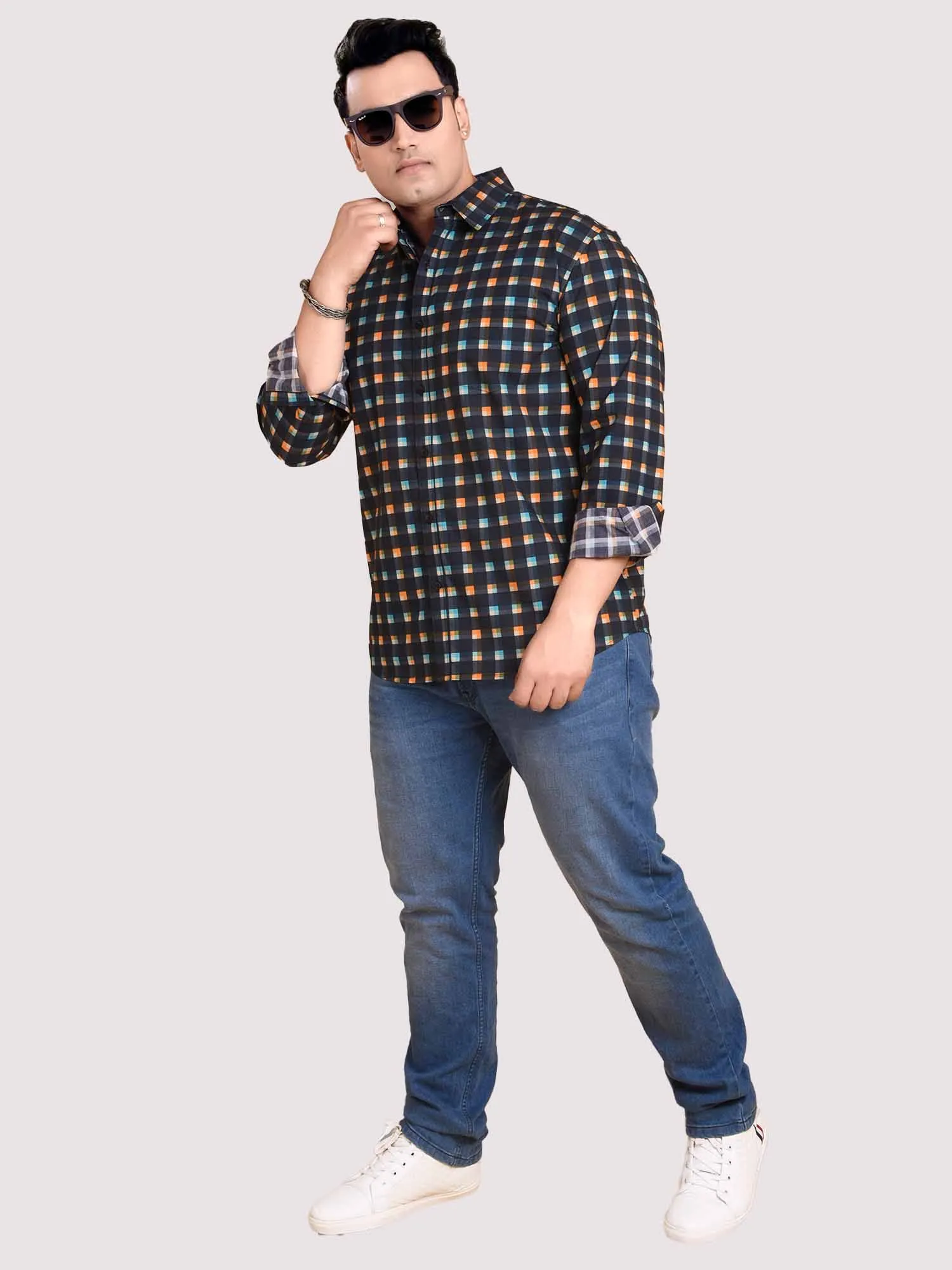 Checks Train Printed Full sleeve Men's Plus size