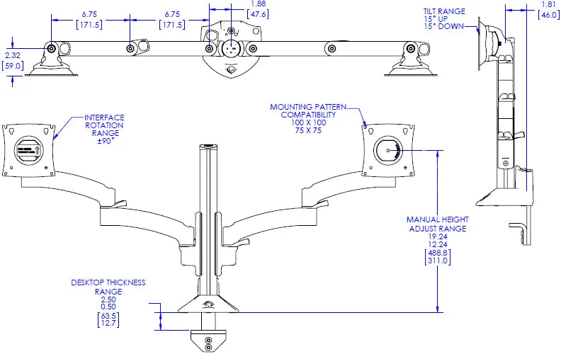 Chief Kontour K2C Articulating Column Mount, 2 Monitors - K2C220