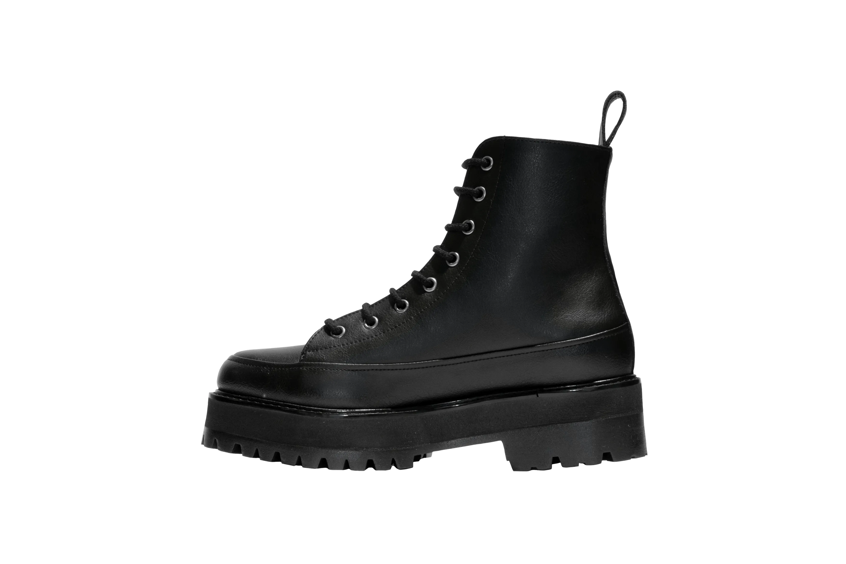 Chunky Unisex Lace-Up Vegan Boots | Black