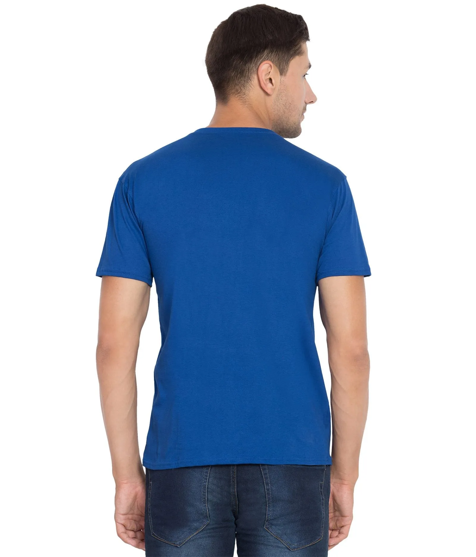 Cliths Men's Royal Blue Round Neck Solid T-shirts