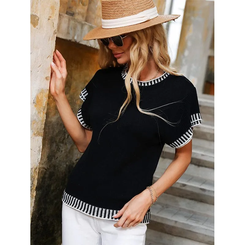 Contrast Embroidered Knit Shirt