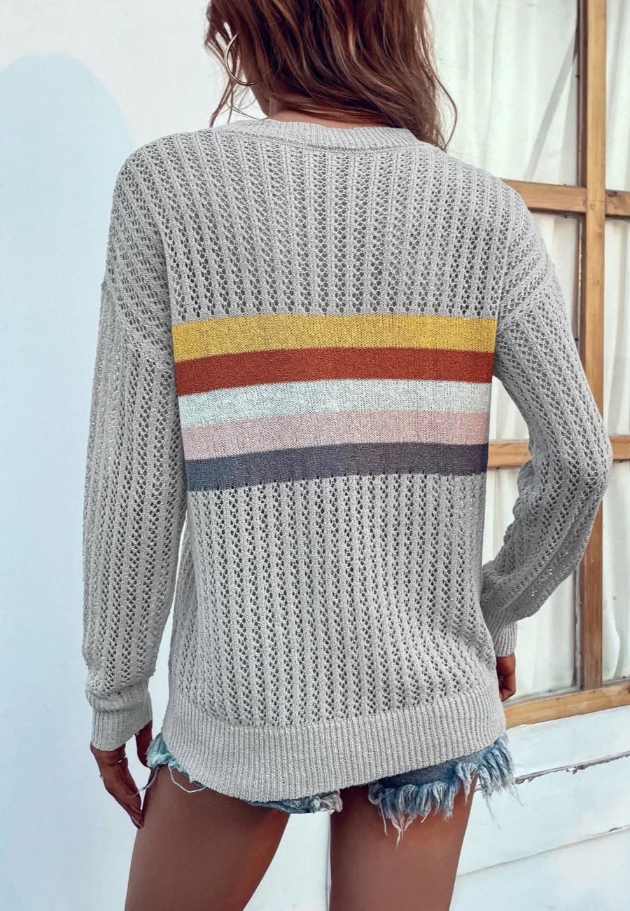 Contrast Multicolor Striped Knit Sweater