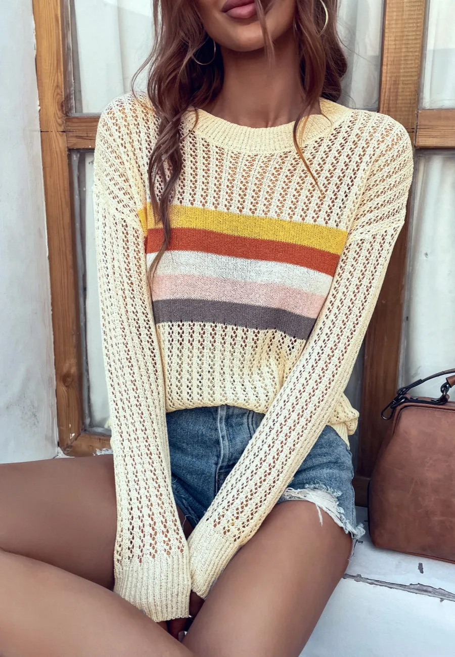 Contrast Multicolor Striped Knit Sweater