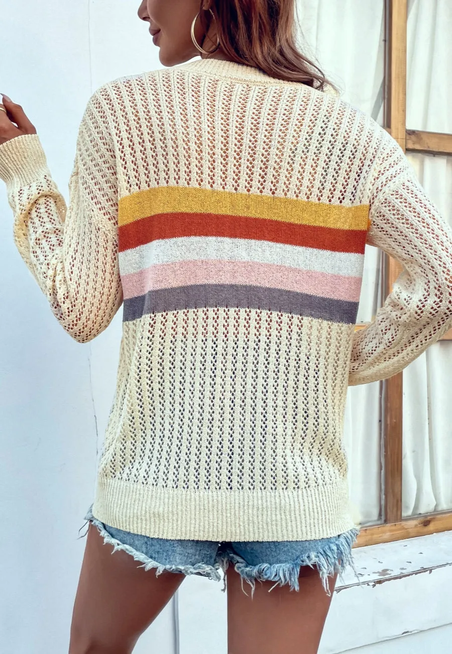 Contrast Multicolor Striped Knit Sweater