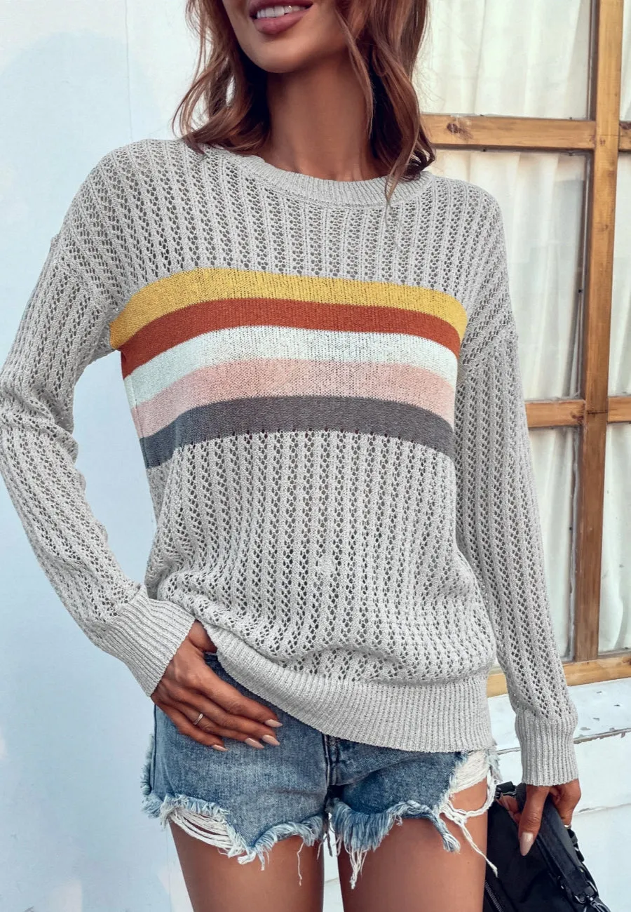 Contrast Multicolor Striped Knit Sweater