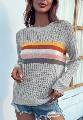 Contrast Multicolor Striped Knit Sweater