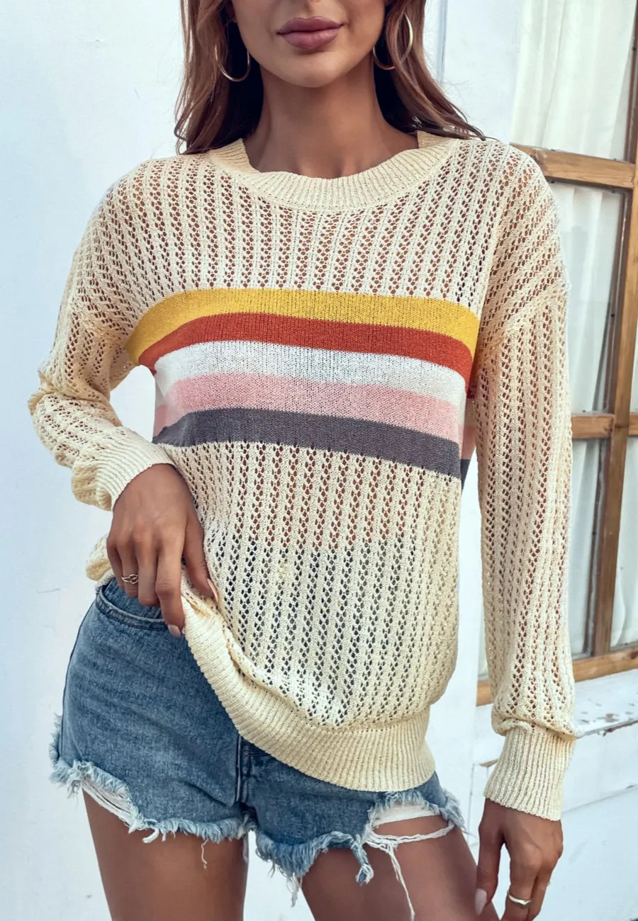 Contrast Multicolor Striped Knit Sweater