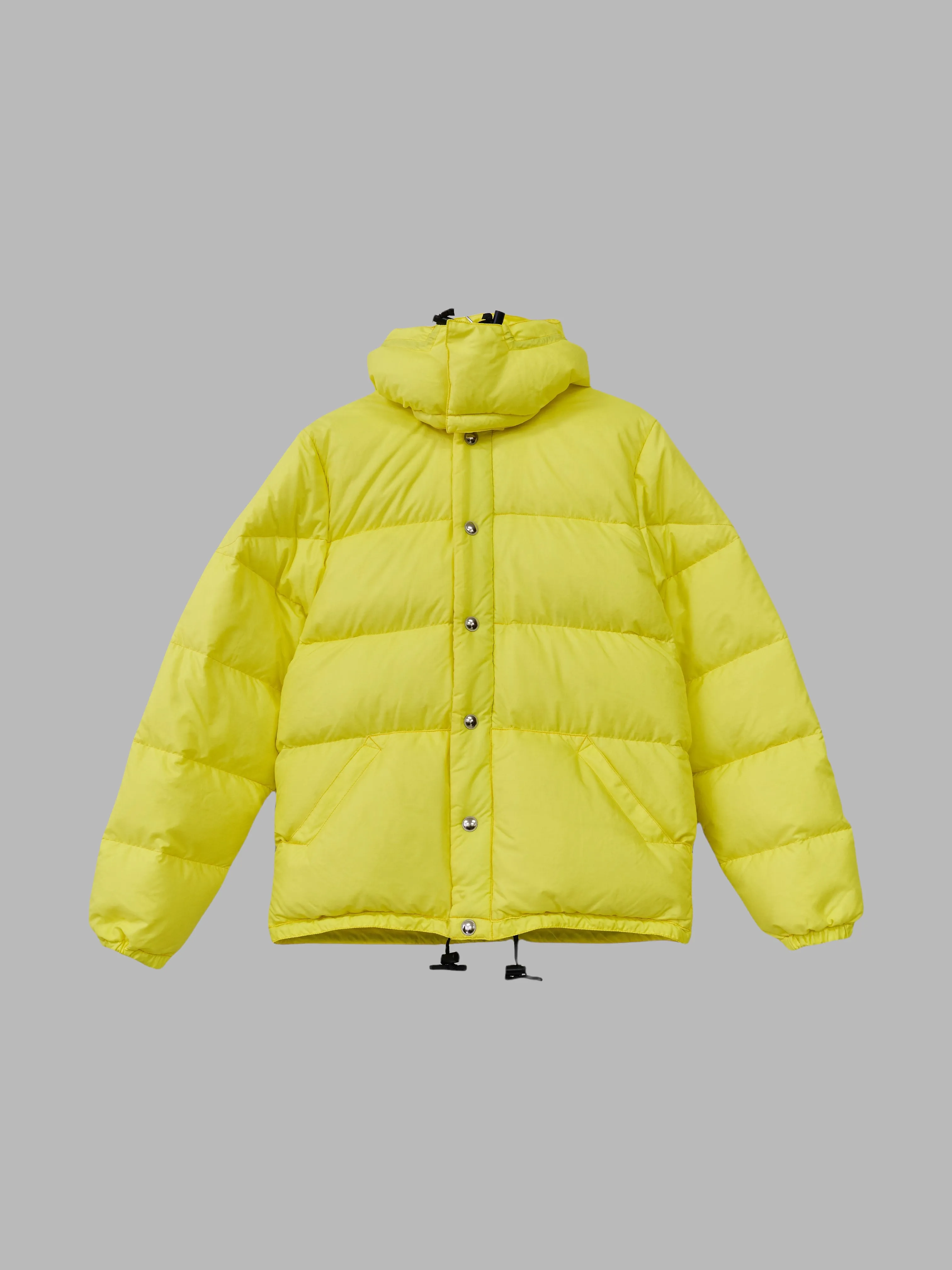 Crescent Down Works bright yellow nylon hooded down puffer jacket - mens S