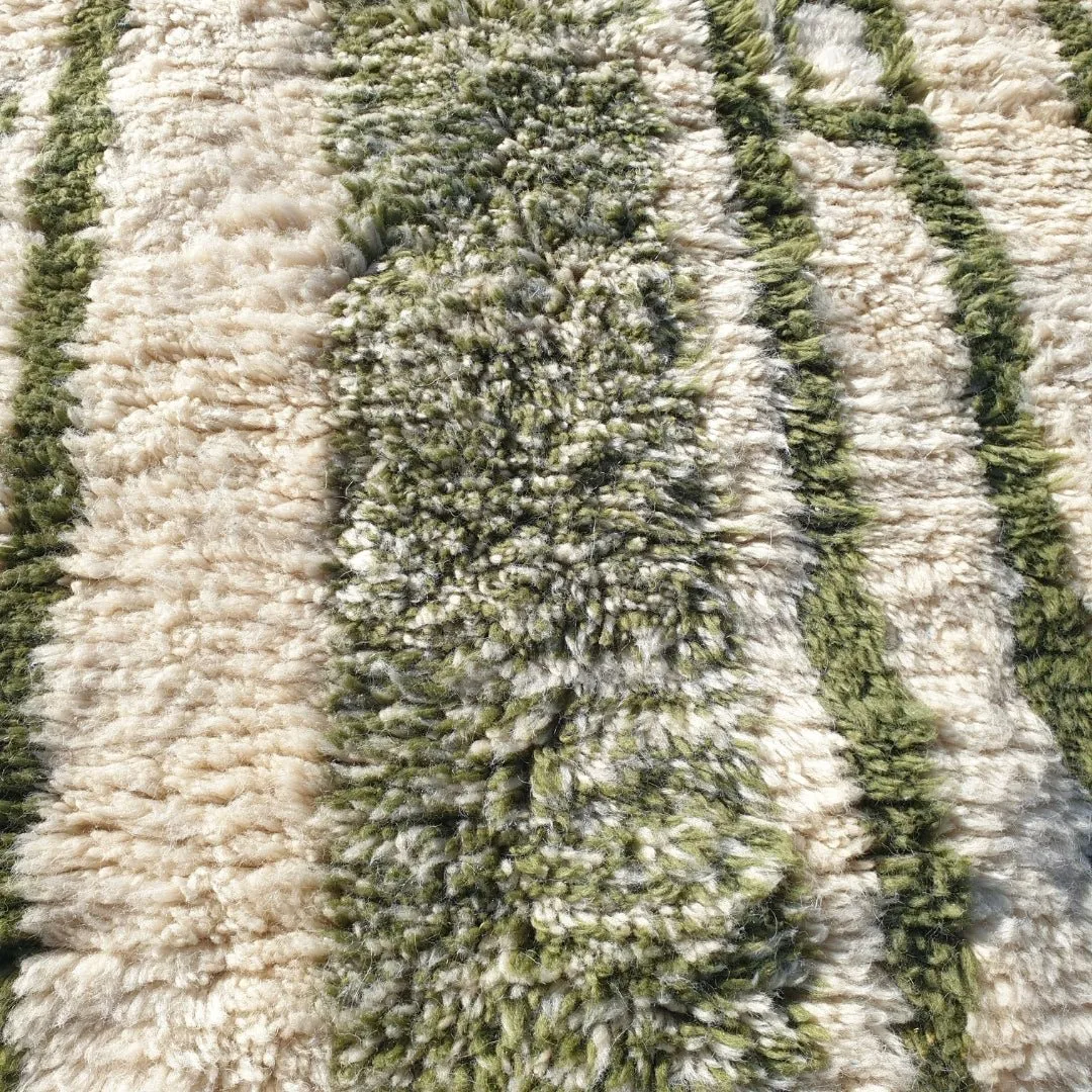 Customized Ballarj | Sage Green Moroccan Rug Beni Ourain | 9'88x6'79 Ft | 100% Natural wool