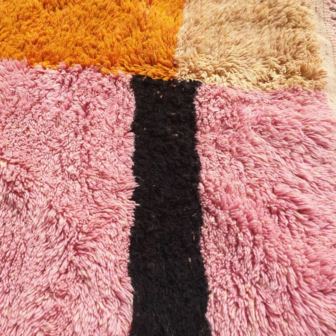 Customized Idouh - Moroccan Rug Pink Orange Beni Ourain  | 228x387 cm | Moroccan Colorful Shag Rug | 100% wool handmade