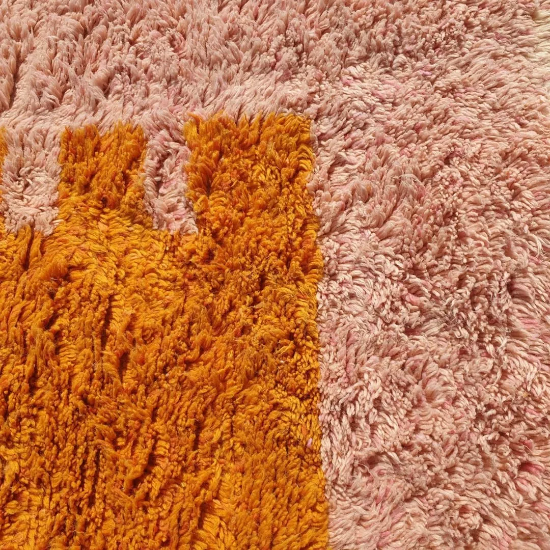 Customized Idouh - Moroccan Rug Pink Orange Beni Ourain  | 8’5x11 ft | Moroccan Colorful Shag Rug | 100% wool handmade