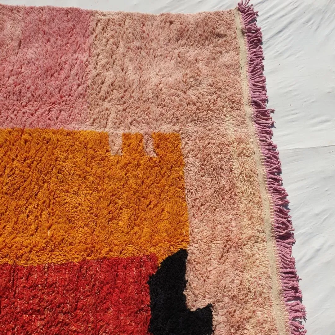 Customized Idouh - Moroccan Rug Pink Orange Beni Ourain  | 8’5x11 ft | Moroccan Colorful Shag Rug | 100% wool handmade