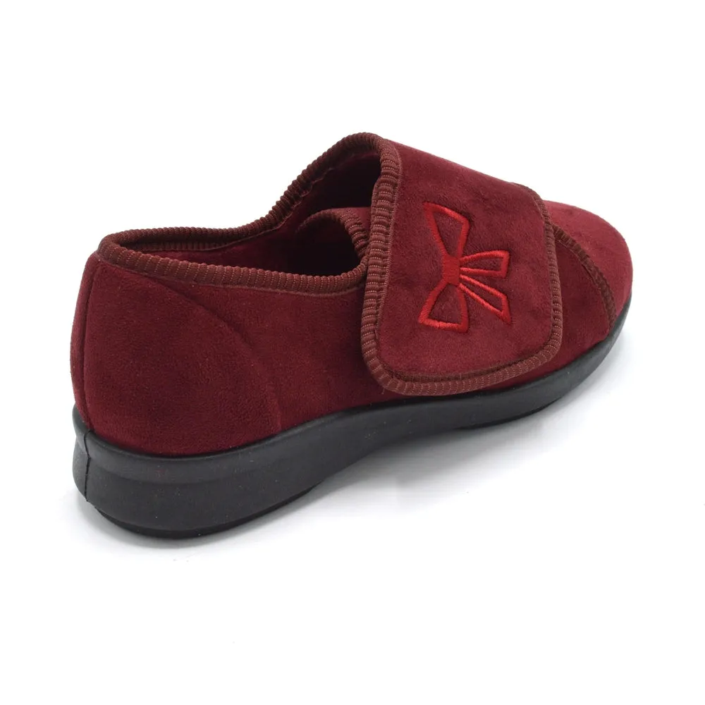 DB Keeston - Ladies Extra Wide Fit Slipper - Burgundy 6V (6E-8E) Fitting