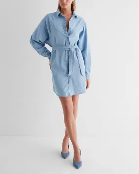 Denim Boyfriend Portofino Shirt Dress in Medium Wash