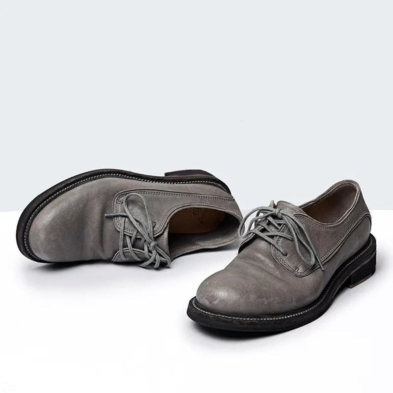 Derby Shoes For Women Goodyear Horse Leather Oxfords in Gray/Red/Apricot