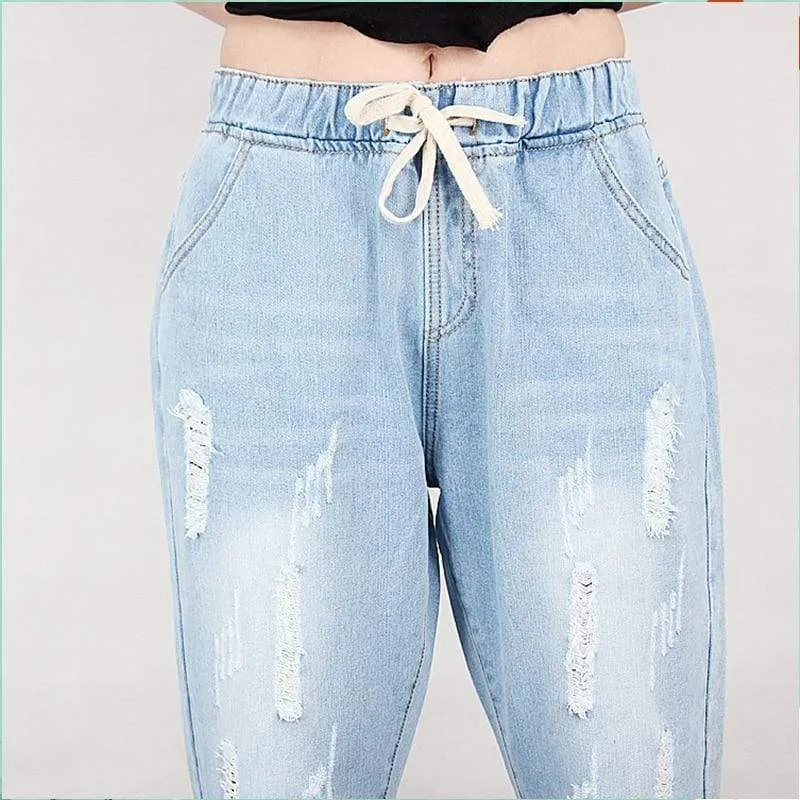 Distressed Loose Harem Jeans