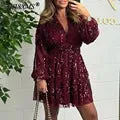 Ethnic Vintage Floral Print V-neck Long Dress Women Spring High Waist Loose Bohemian Dress Autumn Long Sleeve Party Maxi Dresses