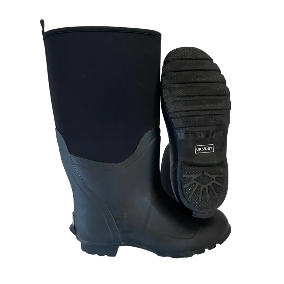 Extra Wide Calf Neoprene Rubber Rain Boots - Black - Up to 20 inch Calf - Wide in Foot and Ankle