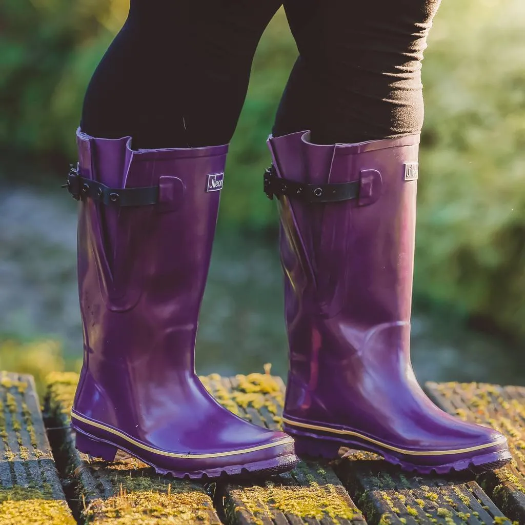 Extra Wide Calf Women's Rain Boots - Purple - Up to 23 Inch Calf - Wide Foot & Ankle