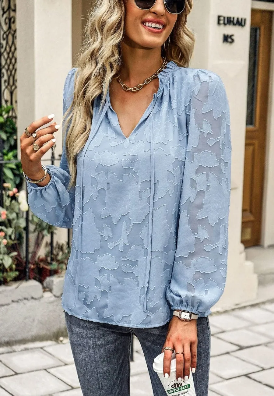 Floral Pattern Bishop Sleeve Blouse