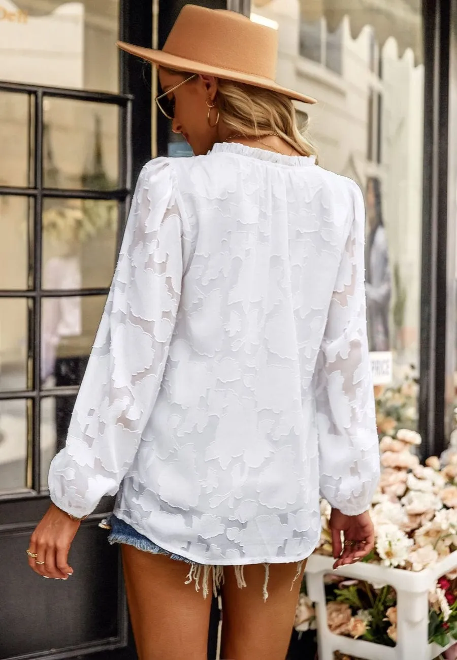 Floral Pattern Bishop Sleeve Blouse