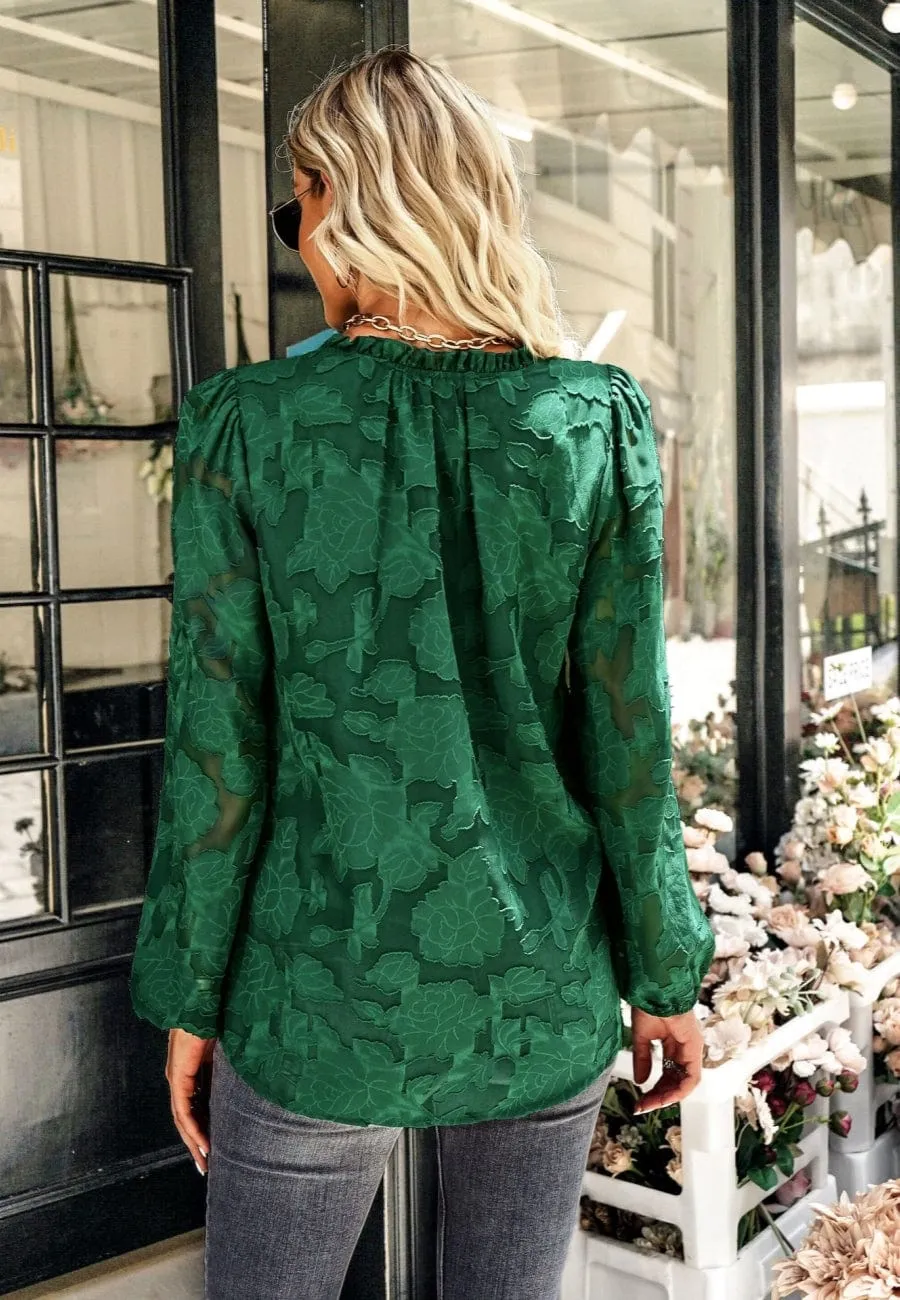 Floral Pattern Bishop Sleeve Blouse